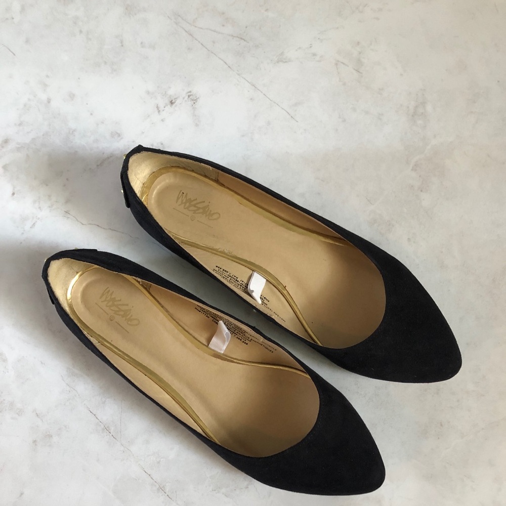 Black Flats with Gold Studs